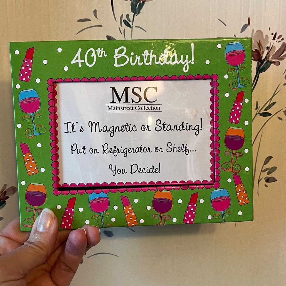 40th Birthday photo frame sign or Standing Card - Green - Picture 3 of 4